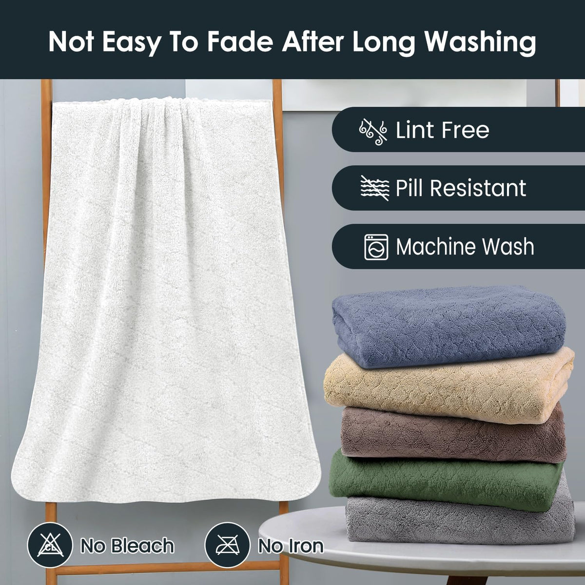 Microfiber Bath Towel (30" x 60"), Oversized Thick Towels, Soft, Super Absorbent and Fast Drying, No Fading Multipurpose Use for Sports, Travel, Fitness, Yoga, 30 in 60 in, Grey Count | Microfiber, Hanging Loop, Oversized, Soft & Absorbent, Fast
