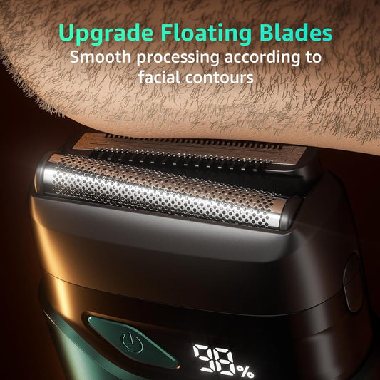 Electric Foil Shavers for Men: IPX7 Waterproof - Magnetic Cover | Mini Razor for Travel - Face Shaver with LED Display & USB-C Fast Charge - Micro-Comb Technology & Precision Blades