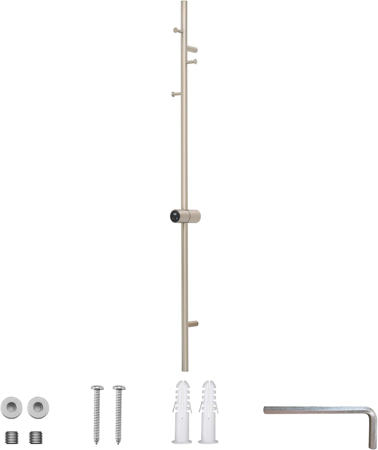 Heated Towel Racks for Bathroom, Wall Mounted Electric Towel Warmer Racks with Timer & Temperature Control, 10 Bar Stainless Steel Towel Heater for Bathroom (Round-Brushed Gold, 10 Bars)