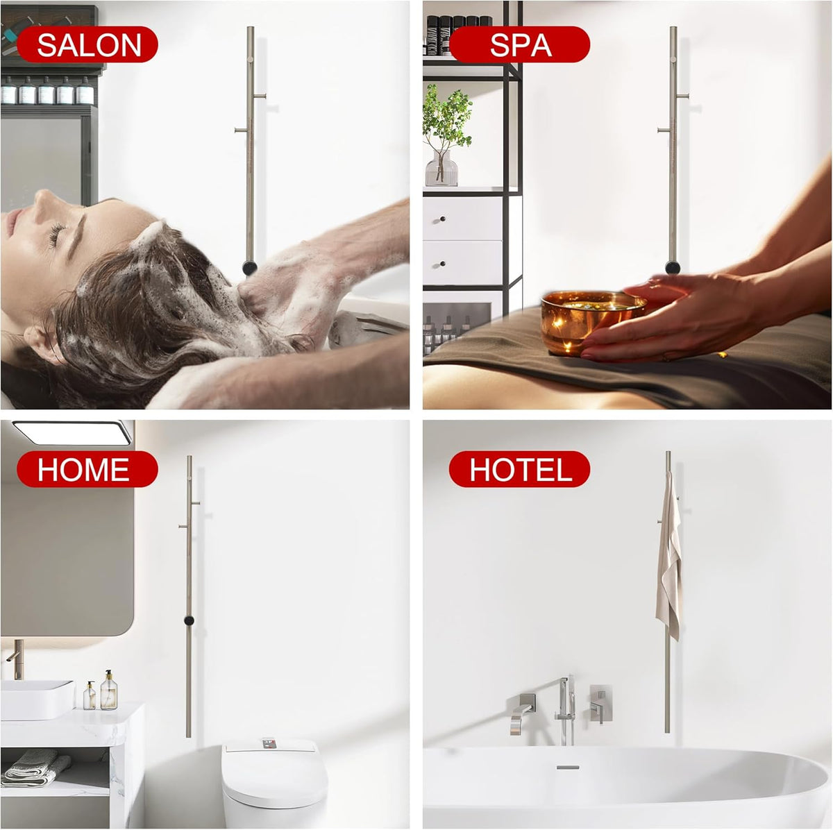 Heated Towel Racks for Bathroom, Wall Mounted Electric Towel Warmer Racks with Timer & Temperature Control, 10 Bar Stainless Steel Towel Heater for Bathroom (Round-Brushed Gold, 10 Bars)