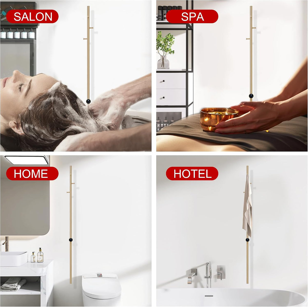 Heated Towel Racks for Bathroom, Wall Mounted Electric Towel Warmer Racks with Timer & Temperature Control, 10 Bar Stainless Steel Towel Heater for Bathroom (Round-Brushed Gold, 10 Bars)
