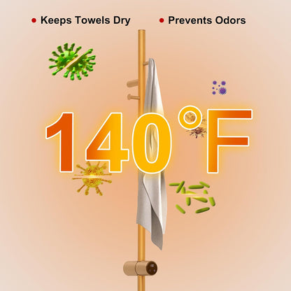 Heated Towel Racks for Bathroom, Wall Mounted Electric Towel Warmer Racks with Timer & Temperature Control, 10 Bar Stainless Steel Towel Heater for Bathroom (Round-Brushed Gold, 10 Bars)