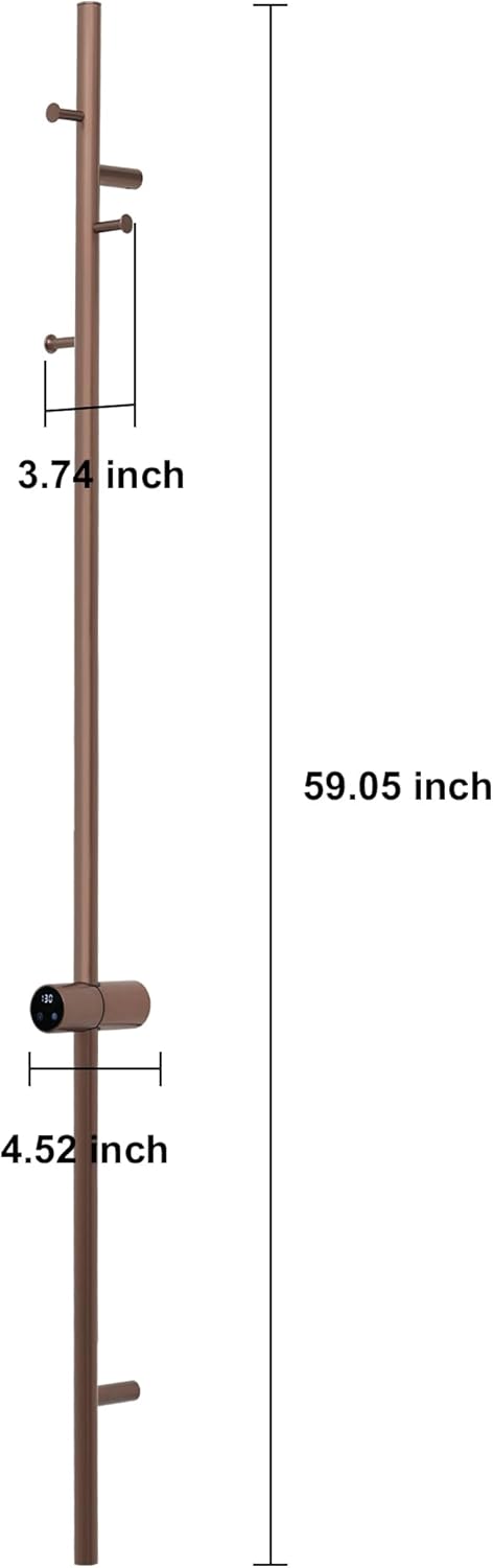 Heated Towel Racks for Bathroom, Wall Mounted Electric Towel Warmer Racks with Timer & Temperature Control, 10 Bar Stainless Steel Towel Heater for Bathroom (Round-Brushed Gold, 10 Bars)