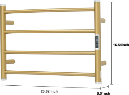 Heated Towel Racks for Bathroom, Wall Mounted Electric Towel Warmer Racks with Timer & Temperature Control, 10 Bar Stainless Steel Towel Heater for Bathroom (Round-Brushed Gold, 10 Bars)
