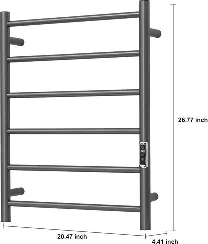 Heated Towel Racks for Bathroom, Wall Mounted Electric Towel Warmer Racks with Timer & Temperature Control, 10 Bar Stainless Steel Towel Heater for Bathroom (Round-Brushed Gold, 10 Bars)