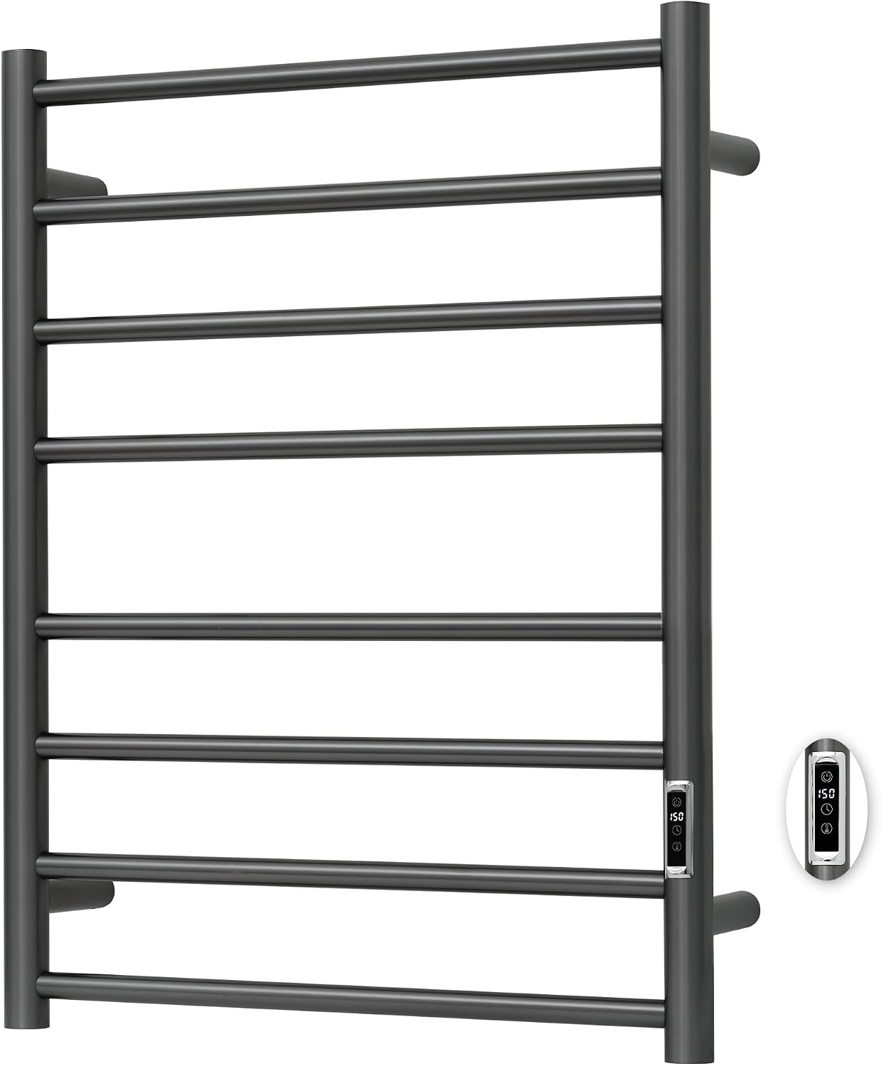 Heated Towel Racks for Bathroom, Wall Mounted Electric Towel Warmer Racks with Timer & Temperature Control, 10 Bar Stainless Steel Towel Heater for Bathroom (Round-Brushed Gold, 10 Bars)