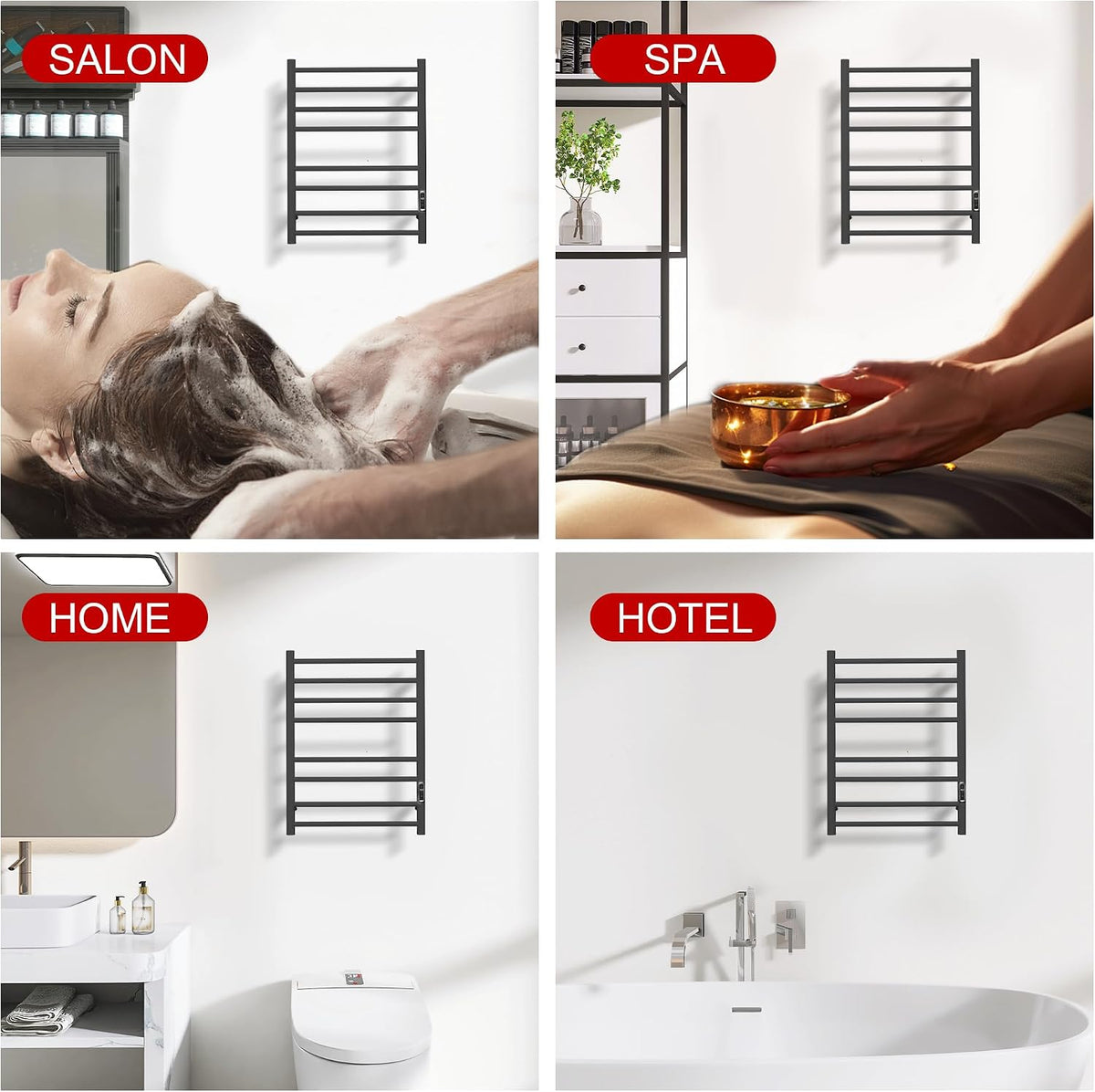 Heated Towel Racks for Bathroom, Wall Mounted Electric Towel Warmer Racks with Timer & Temperature Control, 10 Bar Stainless Steel Towel Heater for Bathroom (Round-Brushed Gold, 10 Bars)