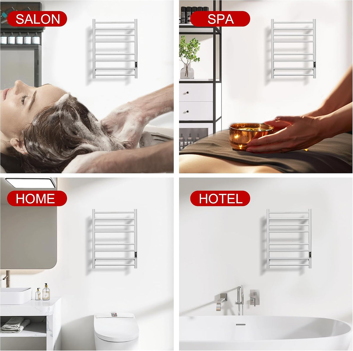 Heated Towel Racks for Bathroom, Wall Mounted Electric Towel Warmer Racks with Timer & Temperature Control, 10 Bar Stainless Steel Towel Heater for Bathroom (Round-Brushed Gold, 10 Bars)