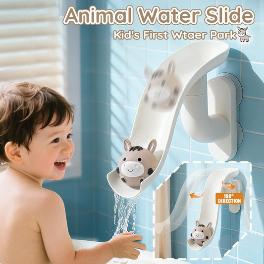 No-Hole Farm Animal Bath Toys for Kids Ages 1-3, Water Slide Toys | Bath Basketball Hoop, Fishing Net, Storage Bag, Toddlers Sealed Bathtub Toys, Shower Pool Play Set, Boys Girls Gifts