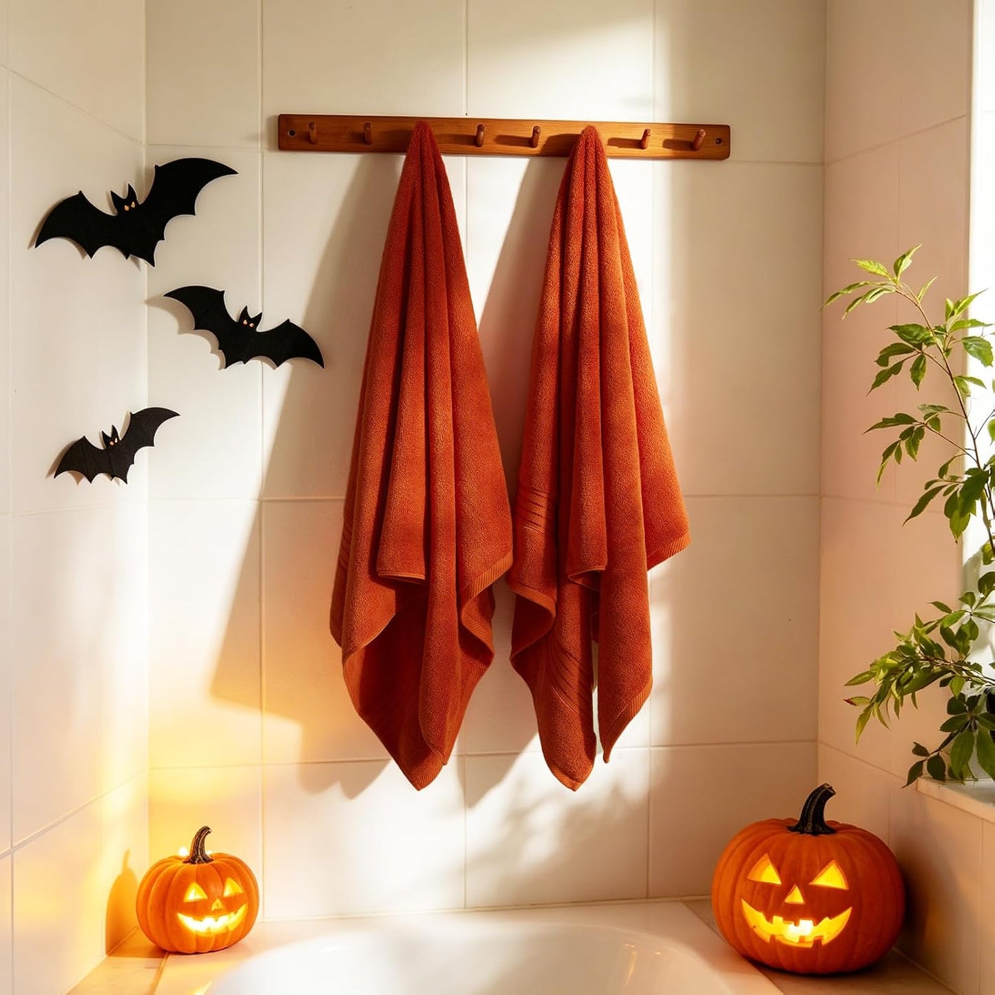 Luxury Bath Towels 4 PCS, 27x54 650 GSM Turkish Cotton Burnt Orange