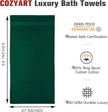 Luxury Bath Towels 4 PCS, 27x54 650 GSM Turkish Cotton Burnt Orange