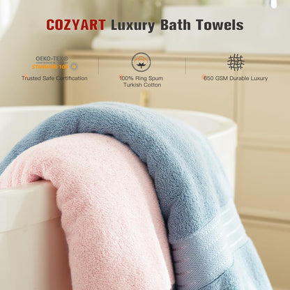 Luxury Bath Towels 4 PCS, 27x54 650 GSM Turkish Cotton Burnt Orange