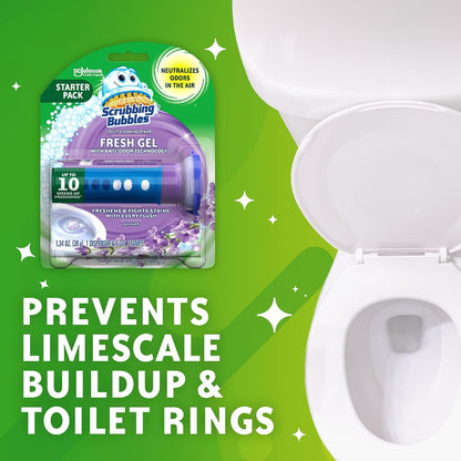 Fresh Gel Toilet Bowl Cleaning Stamps, Helps Keep Toilet Clean and Helps Prevent Limescale & Rings, Berry Burst Scent, 1 Dispenser with 6 Fresh Gel Stamps