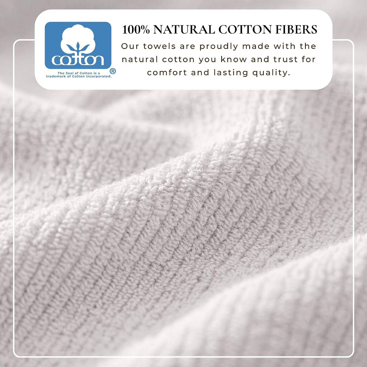 Turkish Cotton 6 Piece Towel Set - Absorbent, Quick-Drying, Ribbed Bath Towels for Bathroom - Zero-Twist Fibers (Cream)