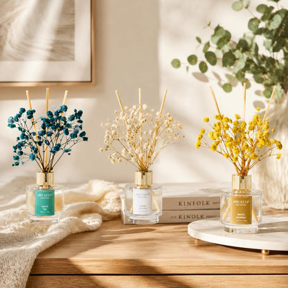 Reed Diffuser Set of 3,Clean Linen Ocean Mist&Sea Salt Lavender Eucalyptus Oil Reed Diffusers for Bedroom Living Room Office Aromatherapy Oil Reed Diffuser for Gift 50ml x 3