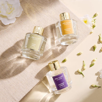 Reed Diffuser Set of 3,Clean Linen Ocean Mist&Sea Salt Lavender Eucalyptus Oil Reed Diffusers for Bedroom Living Room Office Aromatherapy Oil Reed Diffuser for Gift 50ml x 3