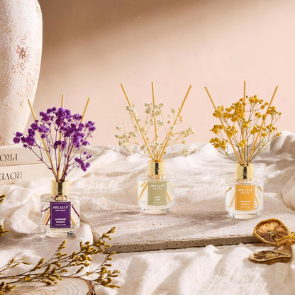 Reed Diffuser Set of 3,Clean Linen Ocean Mist&Sea Salt Lavender Eucalyptus Oil Reed Diffusers for Bedroom Living Room Office Aromatherapy Oil Reed Diffuser for Gift 50ml x 3