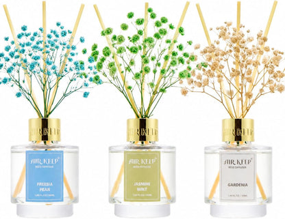 Reed Diffuser Set of 3,Clean Linen Ocean Mist&Sea Salt Lavender Eucalyptus Oil Reed Diffusers for Bedroom Living Room Office Aromatherapy Oil Reed Diffuser for Gift 50ml x 3