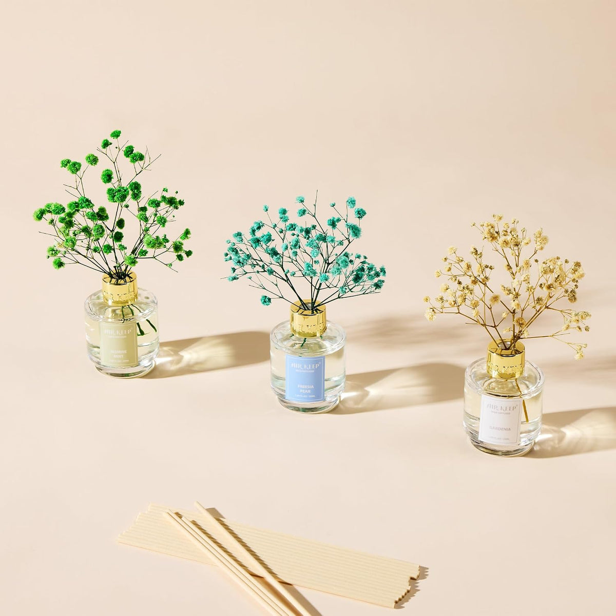 Reed Diffuser Set of 3,Clean Linen Ocean Mist&Sea Salt Lavender Eucalyptus Oil Reed Diffusers for Bedroom Living Room Office Aromatherapy Oil Reed Diffuser for Gift 50ml x 3