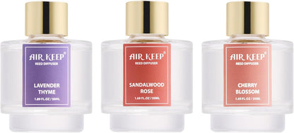 Reed Diffuser Set of 3,Clean Linen Ocean Mist&Sea Salt Lavender Eucalyptus Oil Reed Diffusers for Bedroom Living Room Office Aromatherapy Oil Reed Diffuser for Gift 50ml x 3