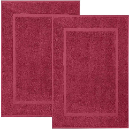 Bath Mat Floor Towel Set - Absorbent Cotton Hotel Spa Shower/Bathtub Mats [Not a Bathroom Rug] 22"x34" Pack of 2