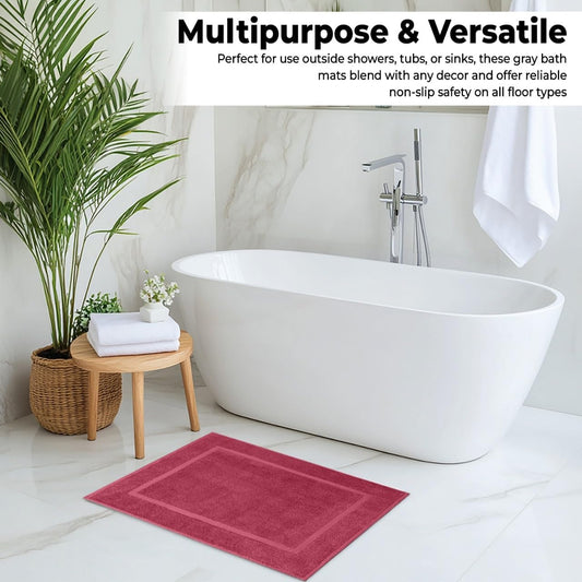 Bath Mat Floor Towel Set - Absorbent Cotton Hotel Spa Shower/Bathtub Mats [Not a Bathroom Rug] 22"x34" Pack of 2