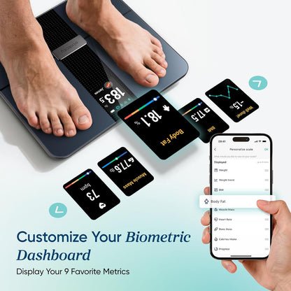 Smart Scale for Body Weight and Fat, BMI, FSA Eligible, Black