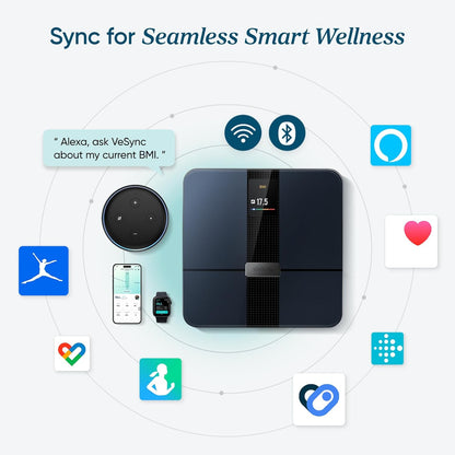 Smart Scale for Body Weight and Fat, BMI, FSA Eligible, Black