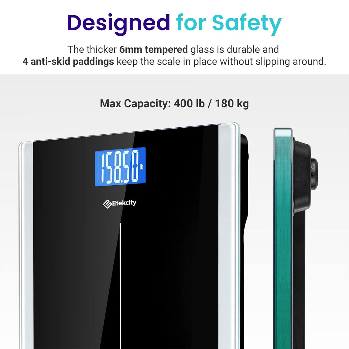 Smart Scale for Body Weight and Fat, BMI, FSA Eligible, Black