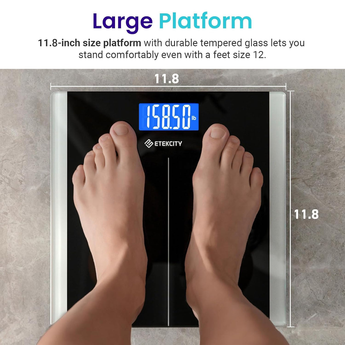 Smart Scale for Body Weight and Fat, BMI, FSA Eligible, Black
