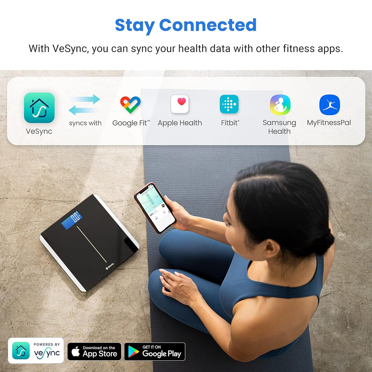 Smart Scale for Body Weight and Fat, BMI, FSA Eligible, Black