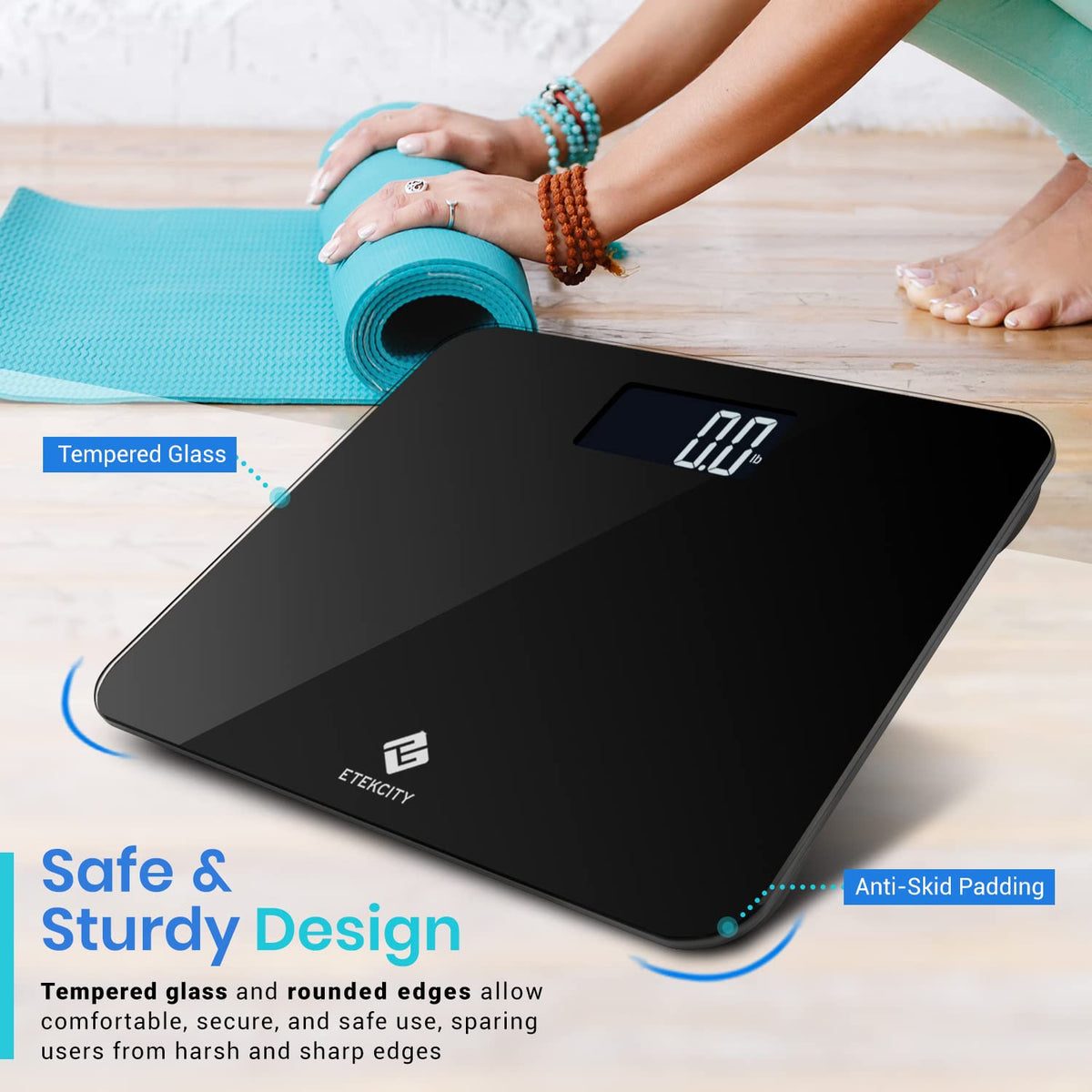 Smart Scale for Body Weight and Fat, BMI, FSA Eligible, Black