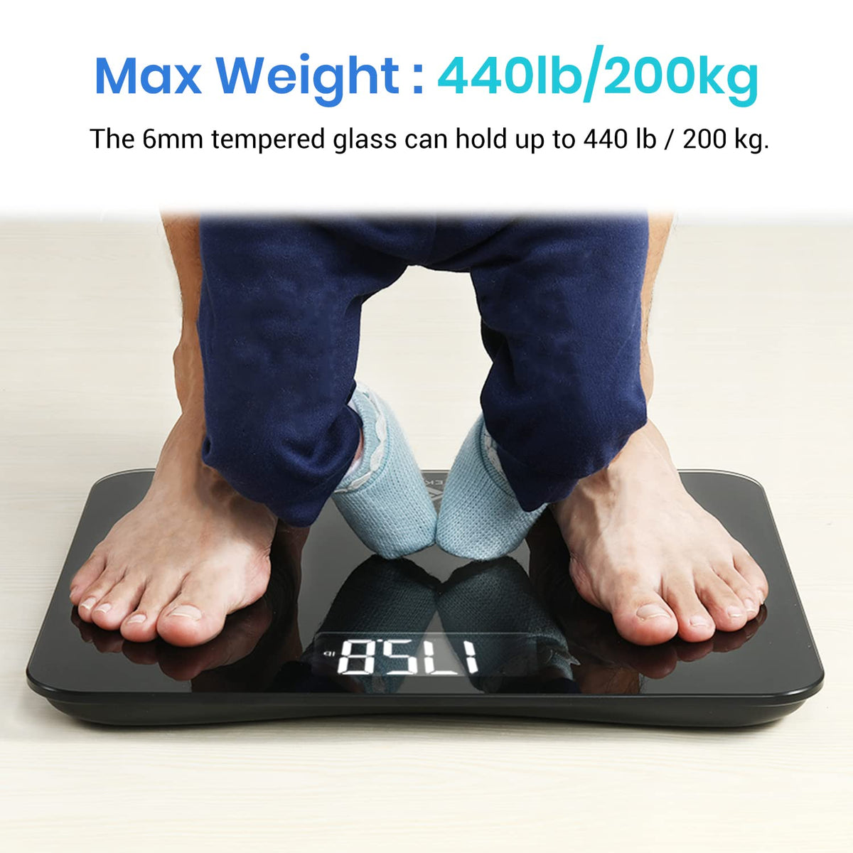 Smart Scale for Body Weight and Fat, BMI, FSA Eligible, Black