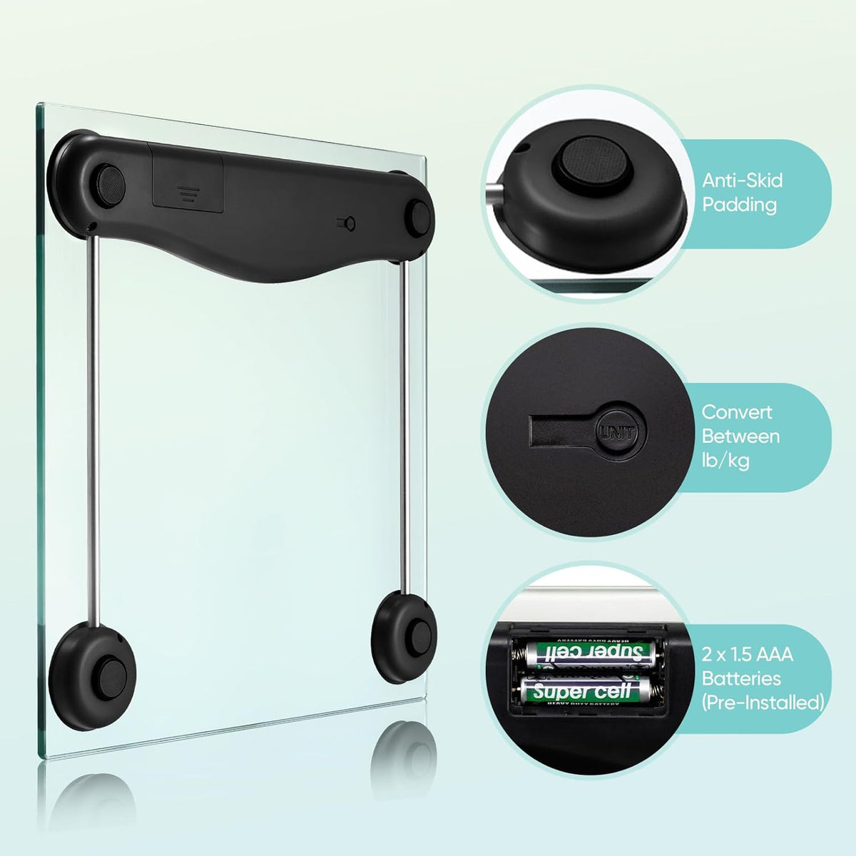 Smart Scale for Body Weight and Fat, BMI, FSA Eligible, Black