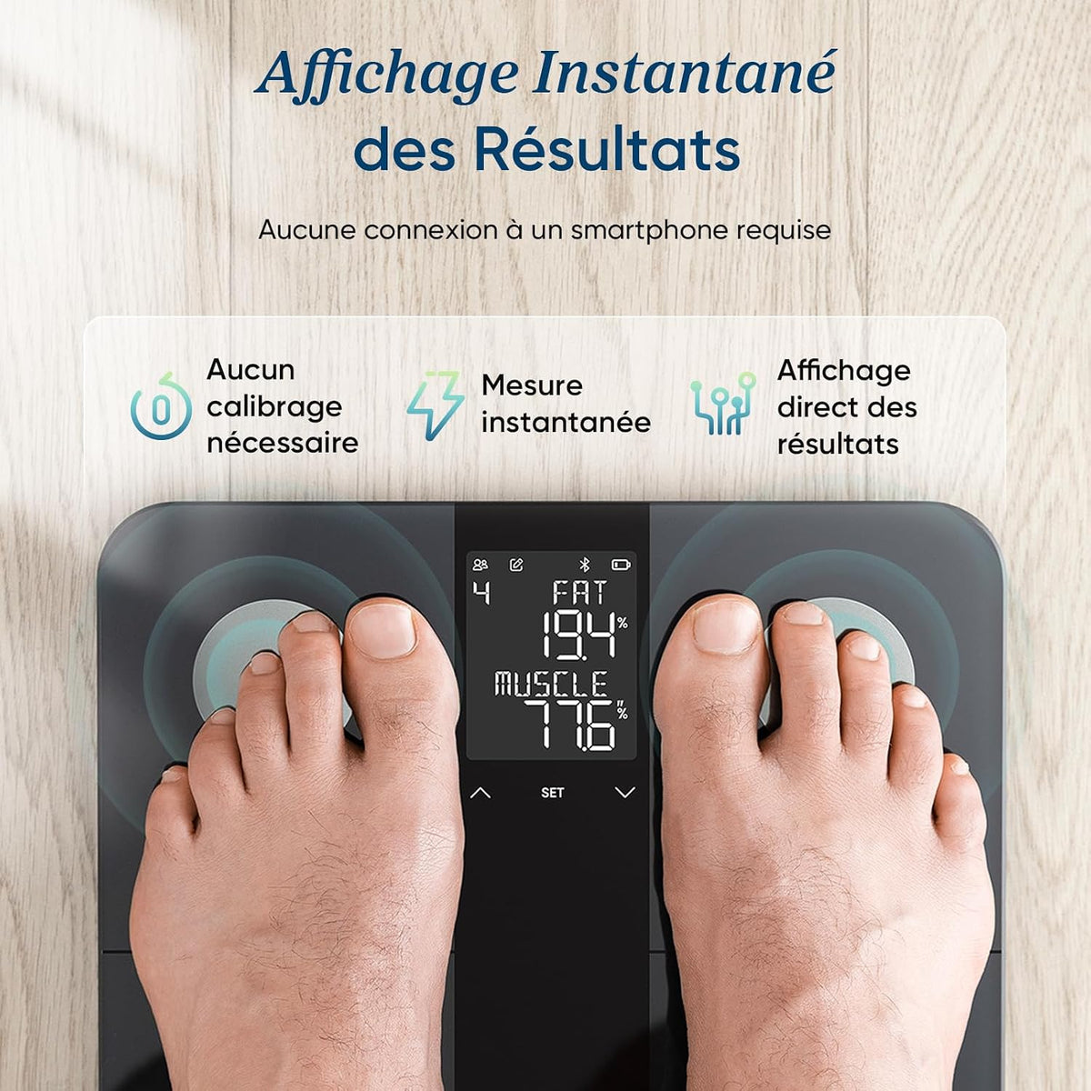 Smart Scale for Body Weight and Fat, BMI, FSA Eligible, Black