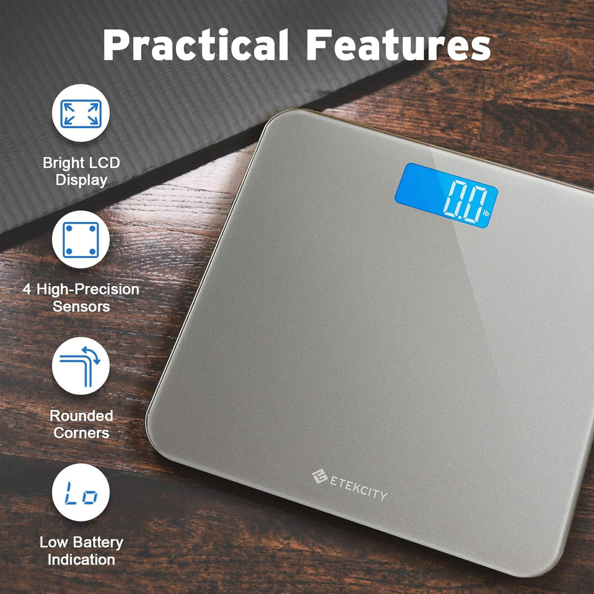 Smart Scale for Body Weight and Fat, BMI, FSA Eligible, Black