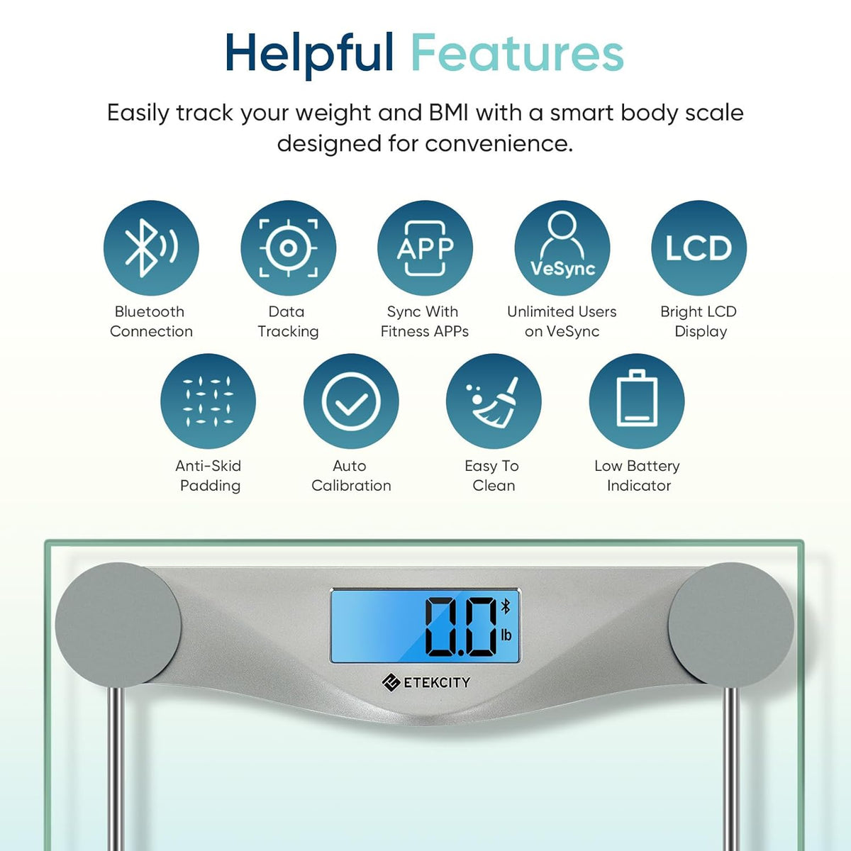 Smart Scale for Body Weight and Fat, BMI, FSA Eligible, Black