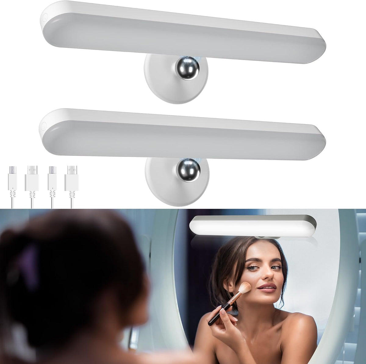 Rechargeable Vanity Lights for Mirror, Wireless LED Stick On Light