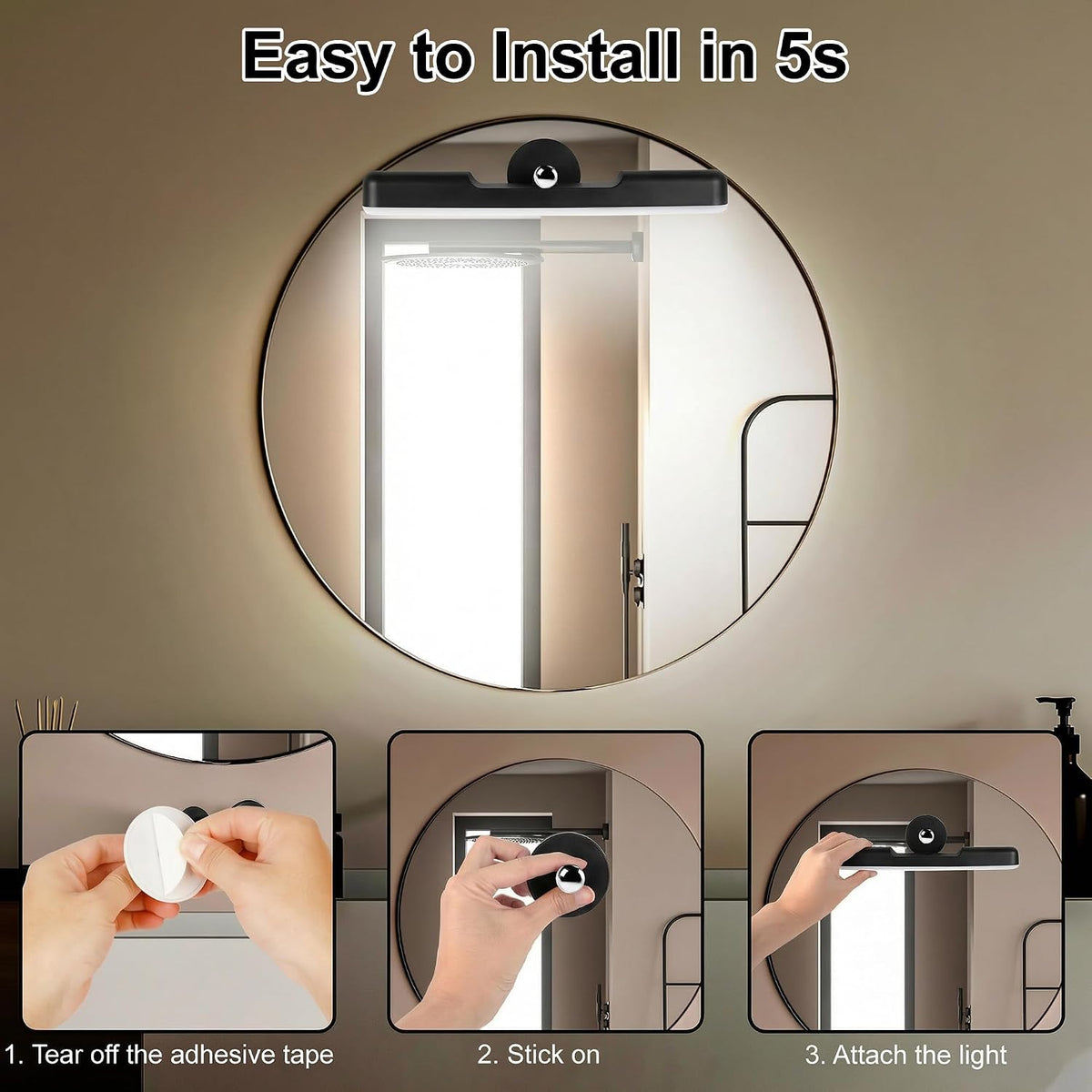 Rechargeable Vanity Lights for Mirror, Wireless LED Stick On Light