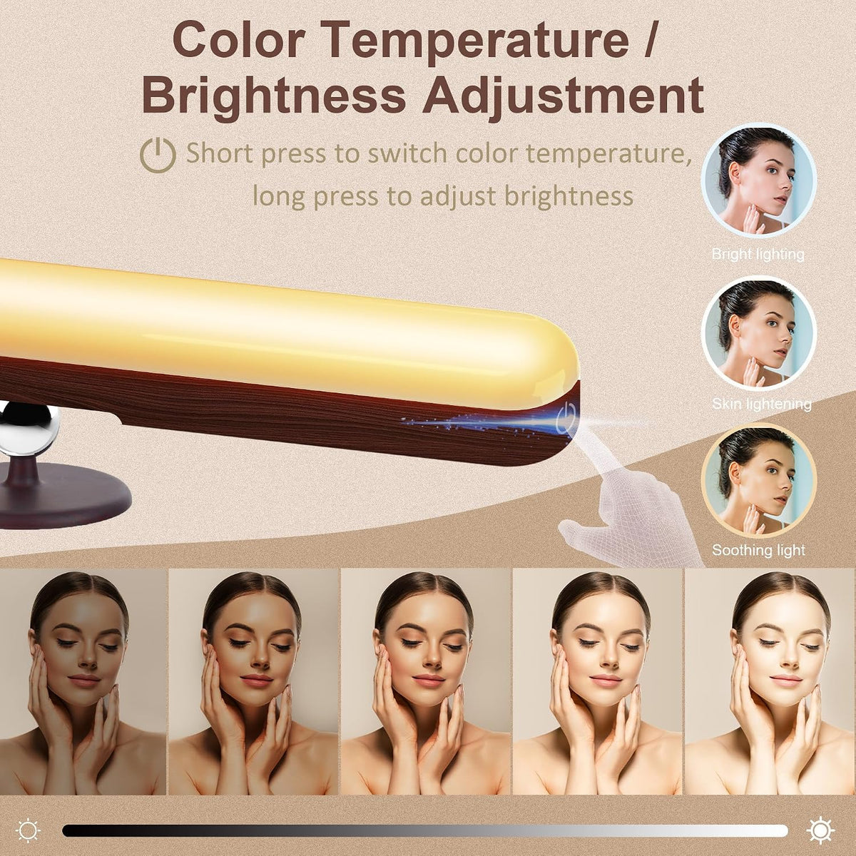 Rechargeable Vanity Lights for Mirror, Wireless LED Stick On Light
