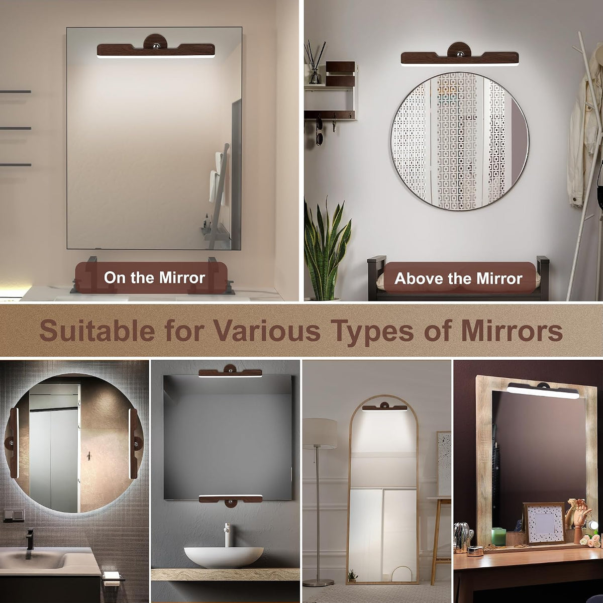 Rechargeable Vanity Lights for Mirror, Wireless LED Stick On Light