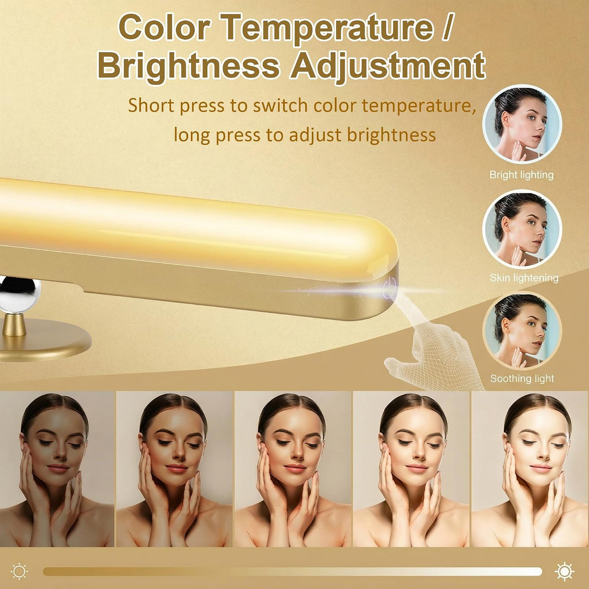 Rechargeable Vanity Lights for Mirror, Wireless LED Stick On Light