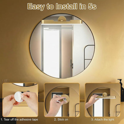 Rechargeable Vanity Lights for Mirror, Wireless LED Stick On Light