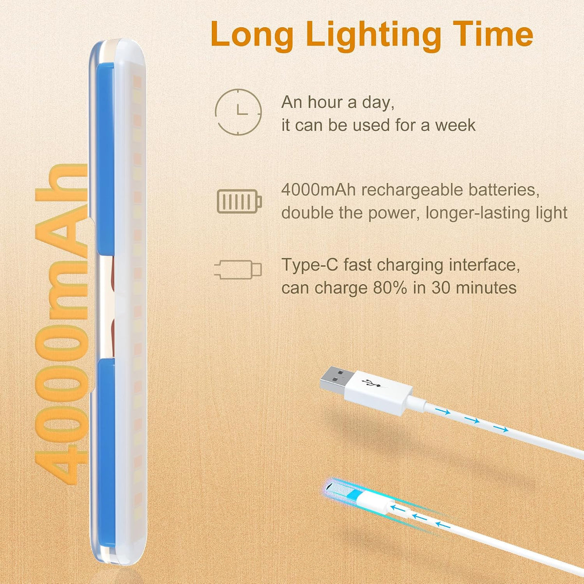 Rechargeable Vanity Lights for Mirror, Wireless LED Stick On Light