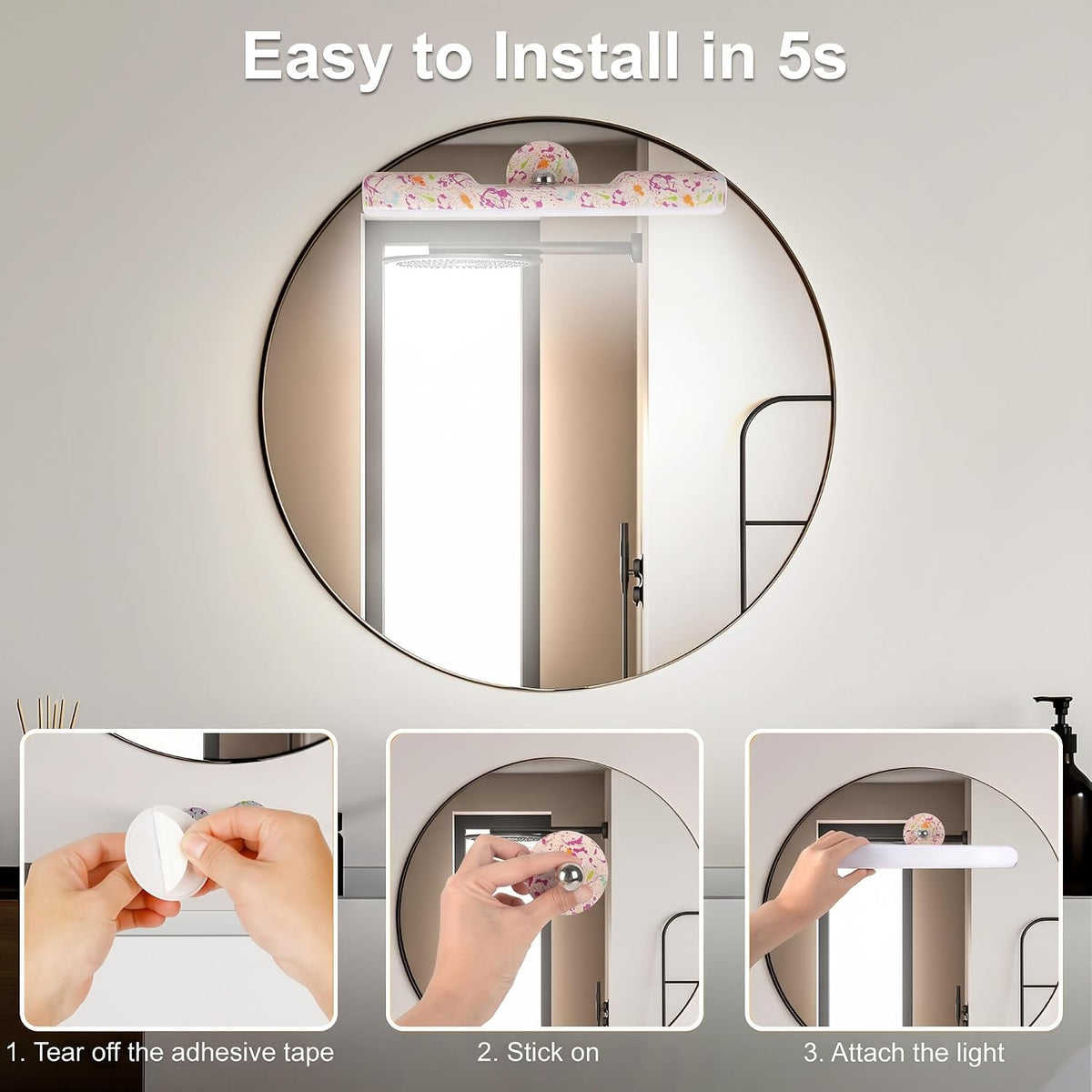 Rechargeable Vanity Lights for Mirror, Wireless LED Stick On Light