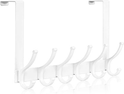 Over The Door Hooks, Door Hanger Hooks for Hanging, Over The Doors Towel Racks for Bathroom, Coat Rack Dorm Essentials (White, Fit 1-3/4" Doors)