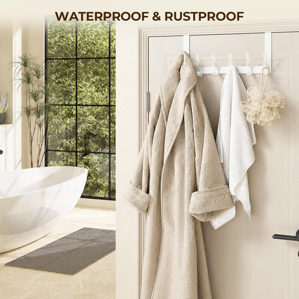Over The Door Hooks, Door Hanger Hooks for Hanging, Over The Doors Towel Racks for Bathroom, Coat Rack Dorm Essentials (White, Fit 1-3/4" Doors)
