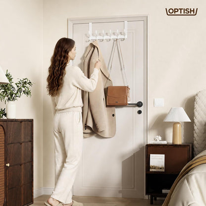 Over The Door Hooks, Door Hanger Hooks for Hanging, Over The Doors Towel Racks for Bathroom, Coat Rack Dorm Essentials (White, Fit 1-3/4" Doors)