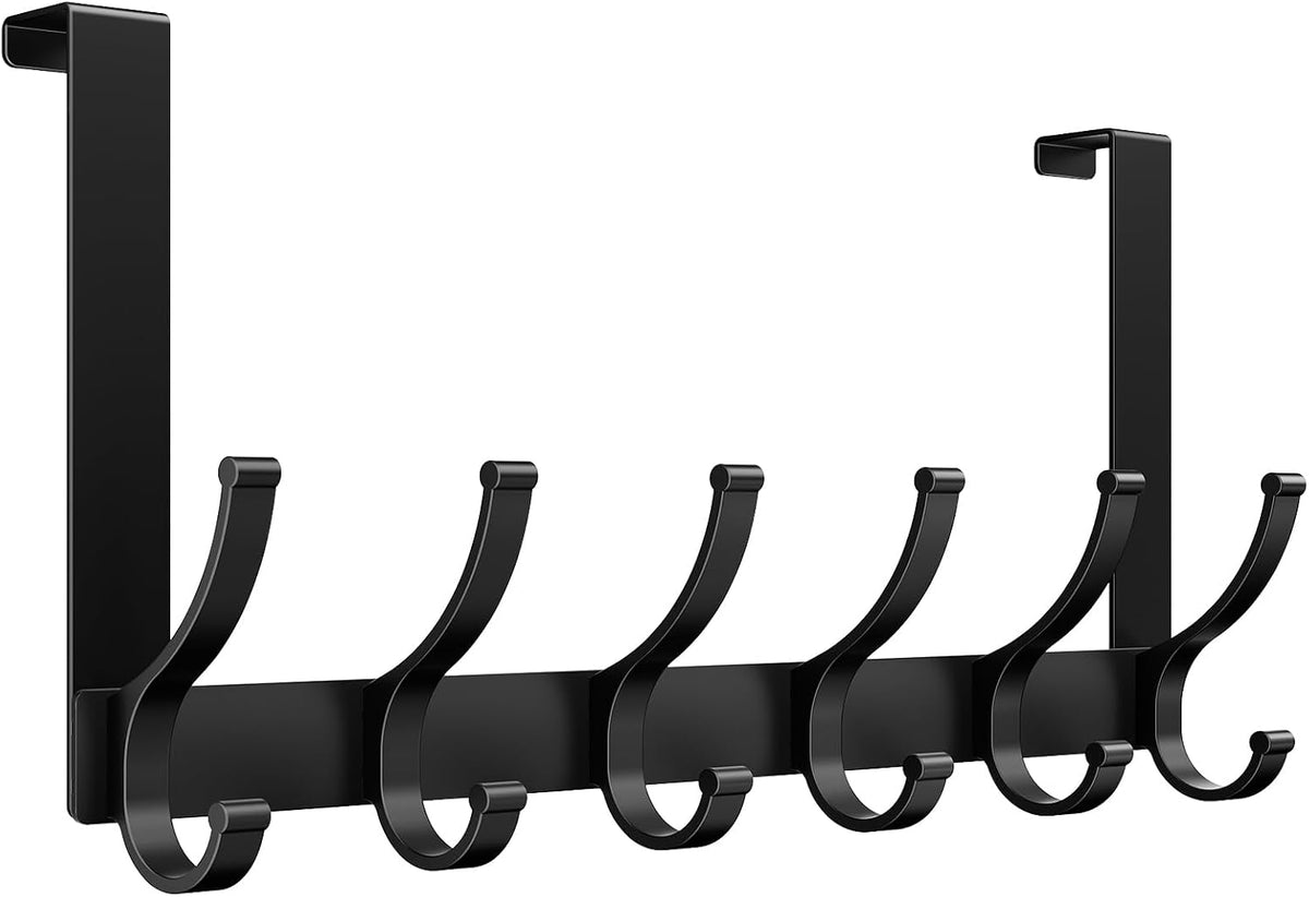 Over The Door Hooks, Door Hanger Hooks for Hanging, Over The Doors Towel Racks for Bathroom, Coat Rack Dorm Essentials (White, Fit 1-3/4" Doors)