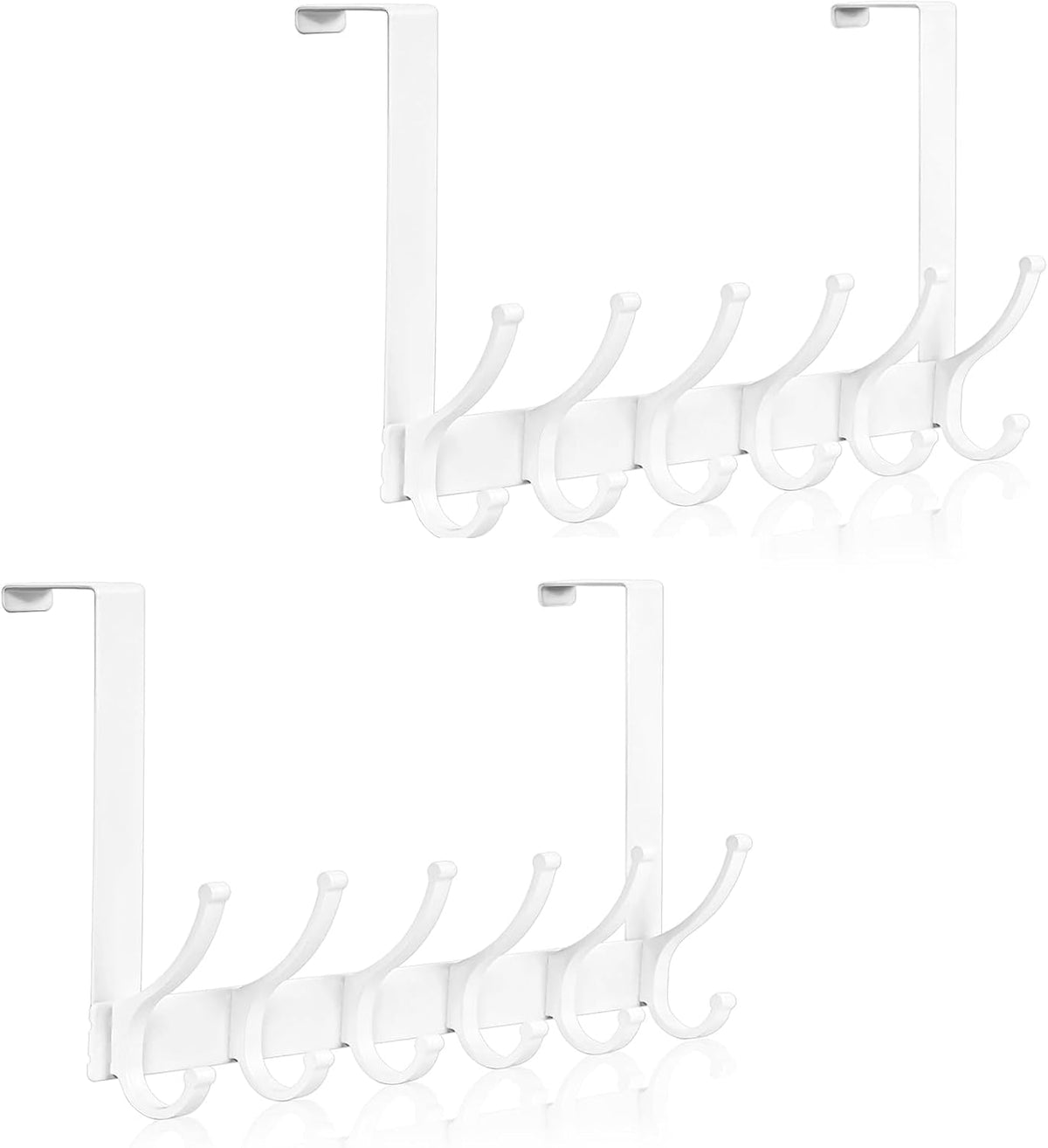 Over The Door Hooks, Door Hanger Hooks for Hanging, Over The Doors Towel Racks for Bathroom, Coat Rack Dorm Essentials (White, Fit 1-3/4" Doors)